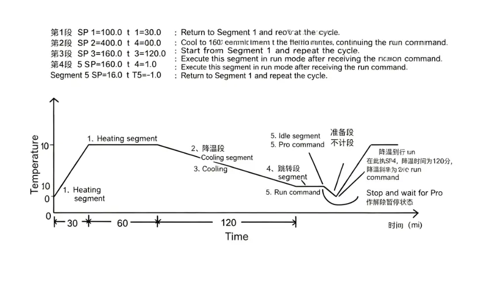 Programmable Heating Stage Temperature Curve Graph